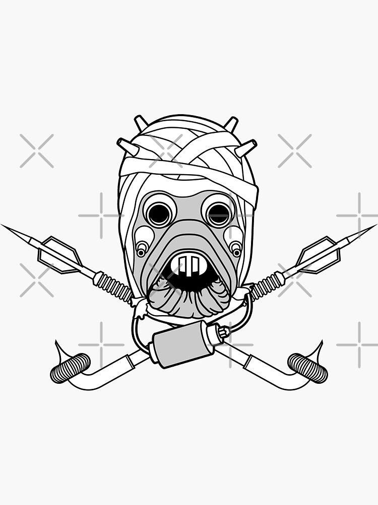Imagen 3 de 3, Pegatina con la obra Huesos cruzados de los asaltantes tusken, diseñada y vendida por GlewPrint.