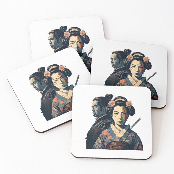 Item preview, Japanese ukiyo-e geisha with samurai warriors designed and sold by Globuwear.