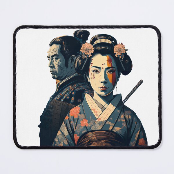 Item preview, Japanese ukiyo-e geisha with samurai warriors designed and sold by Globuwear.