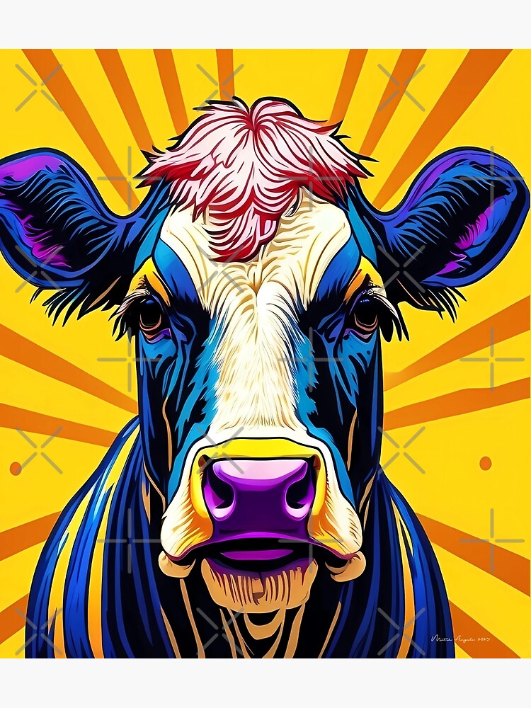 Crazy pop art cow painting