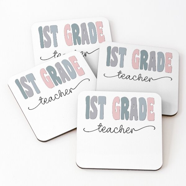 Item preview, 1st Grade Teacher Pastel Funky Retro Script Design designed and sold by mysticblvd.