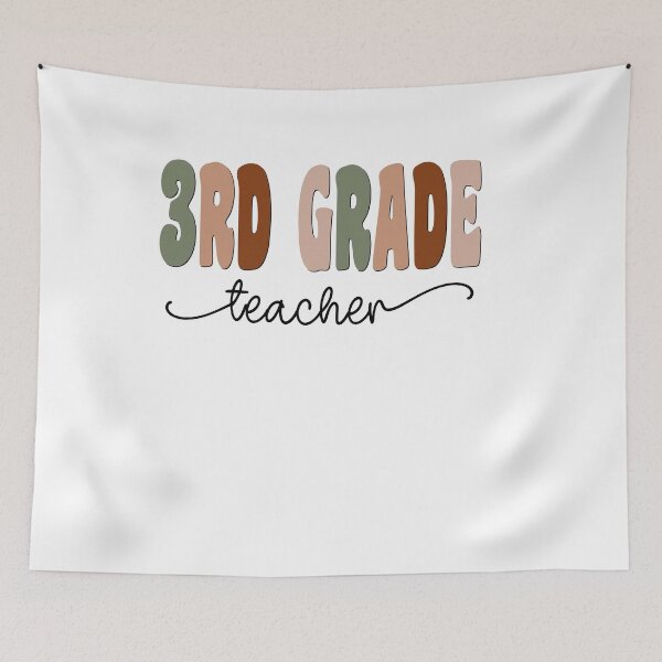 Item preview, 3rd Grade Teacher Boho Retro Script Design designed and sold by mysticblvd.