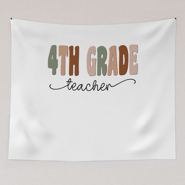 Item preview, 4th Grade Teacher Boho Retro Script Design designed and sold by mysticblvd.