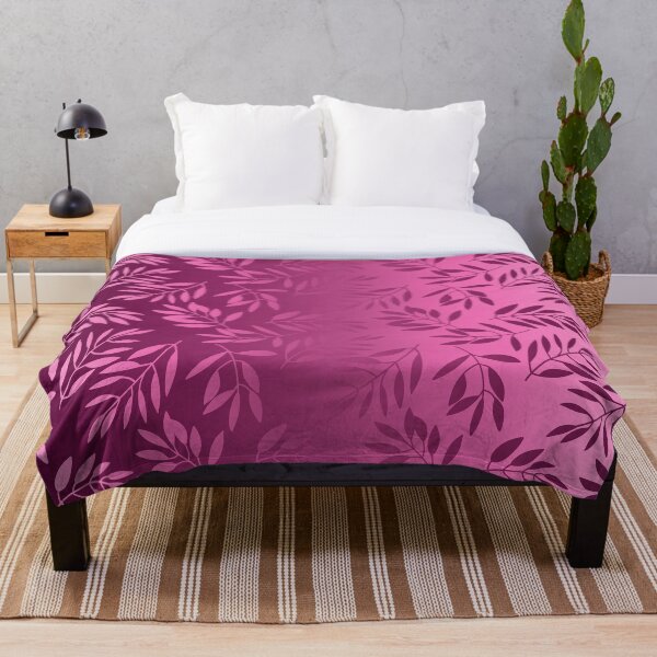 Item preview, Monochrome botanical leaves pink to plum fade designed and sold by Flowerlake.