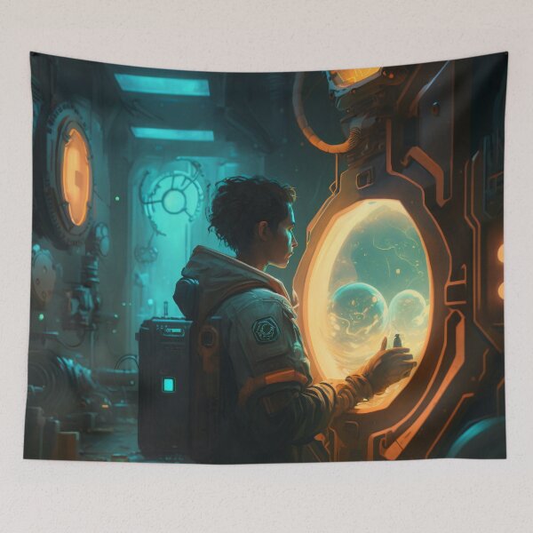 Item preview, The Futuristic Explorers: A Digital Painting of a City Fueled by Technology and Curiosity designed and sold by oanaunciuleanu.