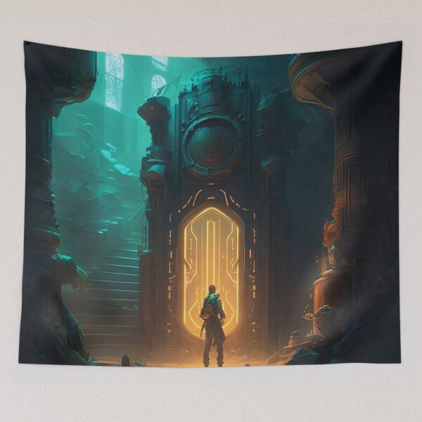 Item preview, The Futuristic Explorers: A Digital Painting of a City Fueled by Technology and Curiosity designed and sold by oanaunciuleanu.