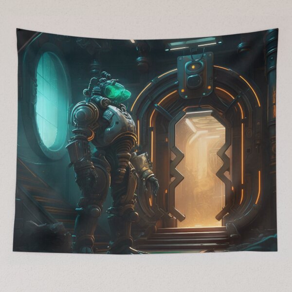 Item preview, The Futuristic Explorers: A Digital Painting of a City Fueled by Technology and Curiosity designed and sold by oanaunciuleanu.
