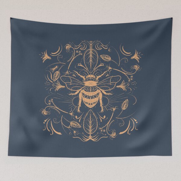 Item preview, Bumblebee illustration with navy blue background  designed and sold by AYA ..