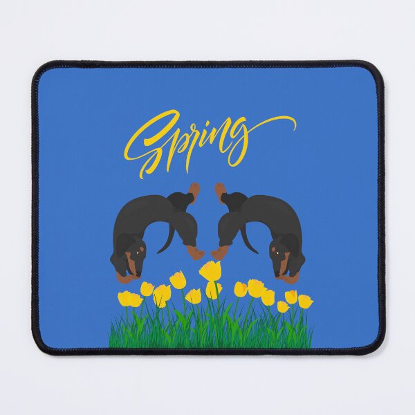 Item preview, Dachshund Dog with Tulip Flowers and Spring Sign designed and sold by SeasonalDogs.