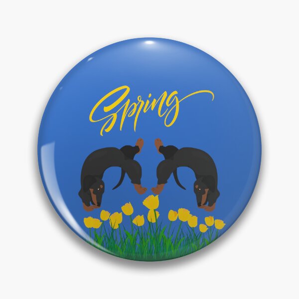 Item preview, Dachshund Dog with Tulip Flowers and Spring Sign designed and sold by SeasonalDogs.