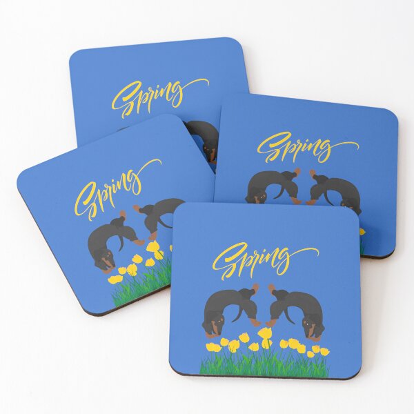 Item preview, Dachshund Dog with Tulip Flowers and Spring Sign designed and sold by SeasonalDogs.