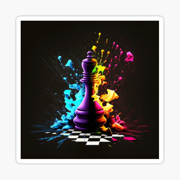 Adesivo Quadrado Chess Color King, Colorida Xadrez King Piece