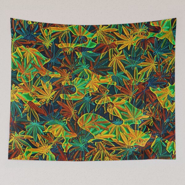 Item preview, Colorful Marijuana Leaf Smoke Print AD designed and sold by WildArtDesigns.