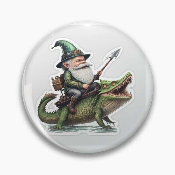 Item preview, Traveling Gnome Riding a Crazy Alligator designed and sold by Bleknervin.