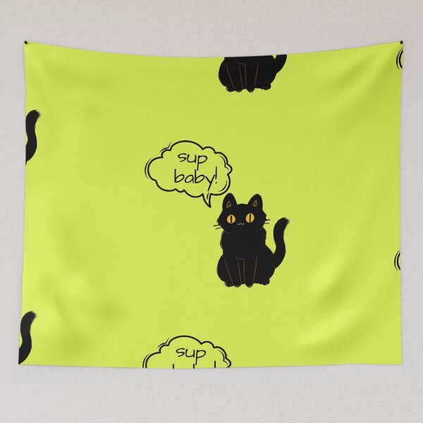 Item preview, Black cat "sup baby!" designed and sold by Dasmodernkid.