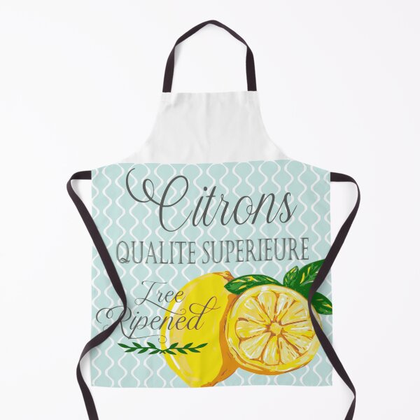 Item preview, French Style Lemons / Citrons on Square Blue Wave Background designed and sold by Creation Station Boutique USA.