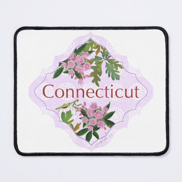 Item preview, Connecticut Design Motif Illustration for Travelers US State Collection mountain laurel State Tree Oak State Flower designed and sold by JourneyHomeMade.