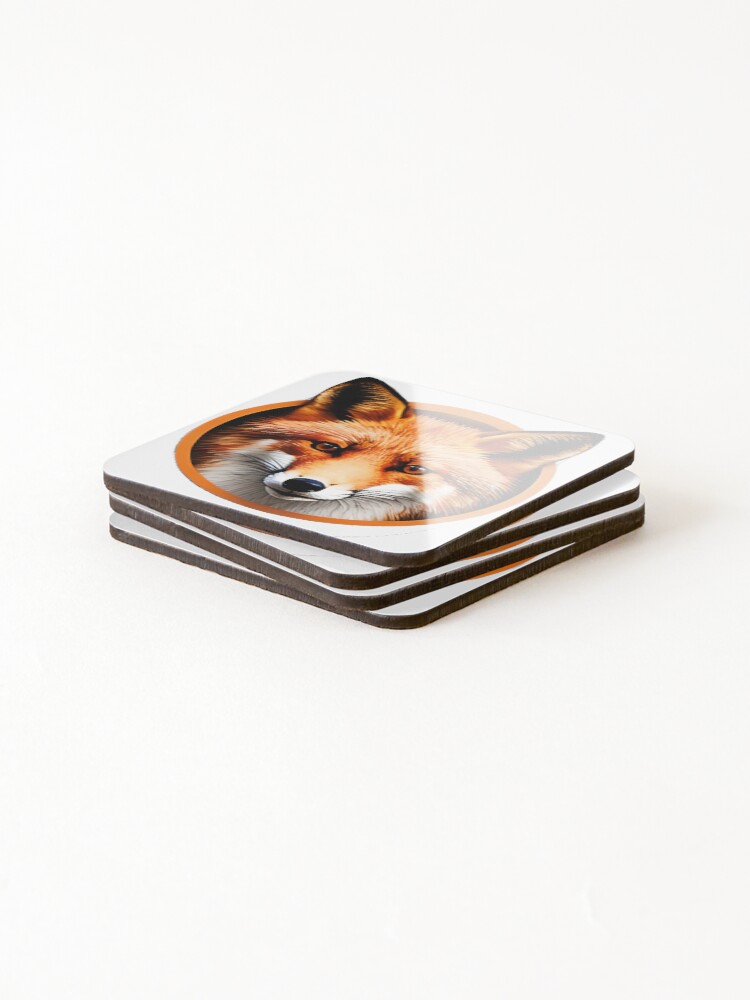 Thumbnail 4 of 5, Coasters (Set of 4), Realistic Fox Sticker designed and sold by TopStickerShop.