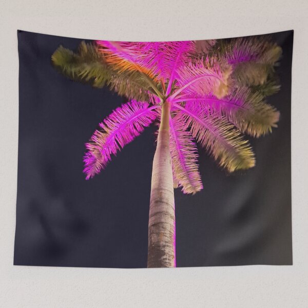 Item preview, Pink Paradise: A Majestic Palm Tree Illuminated in a Vibrant Shade of Pink designed and sold by PhotografeeMrsB.