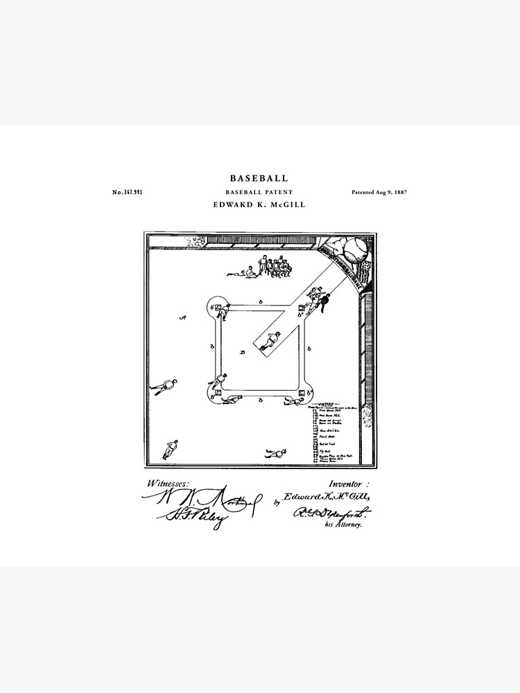 Baseball Patent Drawing Blueprint by Vintago