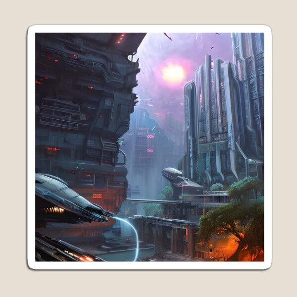 Item preview, Futuristic City Art designed and sold by TopStickerShop.
