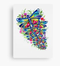 Tropical Dragonfly Flower Garden Canvas Print
