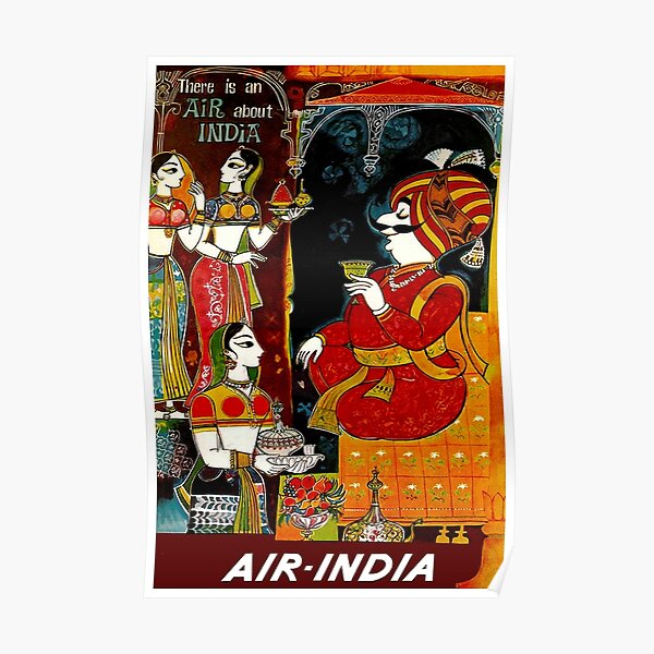 My Beautiful Jumbo Elephant Air-India Vintage India Travel Advertisement Poster