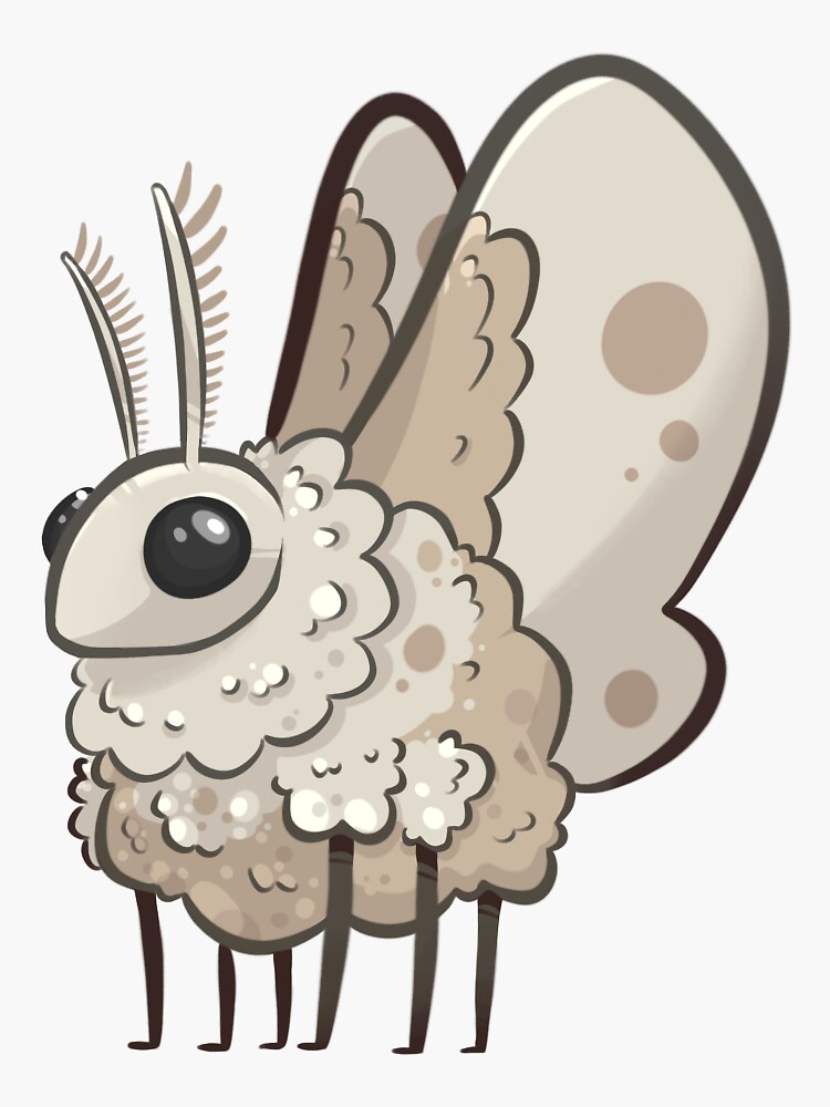 Fluffy Poodle Moth Sticker / Fluffy Moth Sticker / Cute Moth Sticker /  Vinyl Sticker / Water Bottle Sticker 