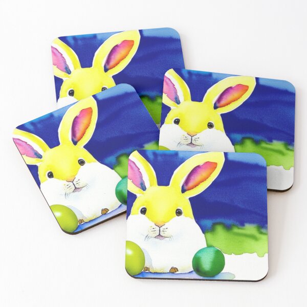 Item preview, Easter Bunny with Easter Eggs in Watercolor designed and sold by SquishStitches.