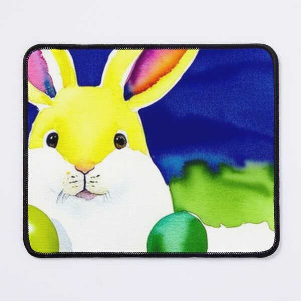 Item preview, Easter Bunny with Easter Eggs in Watercolor designed and sold by SquishStitches.