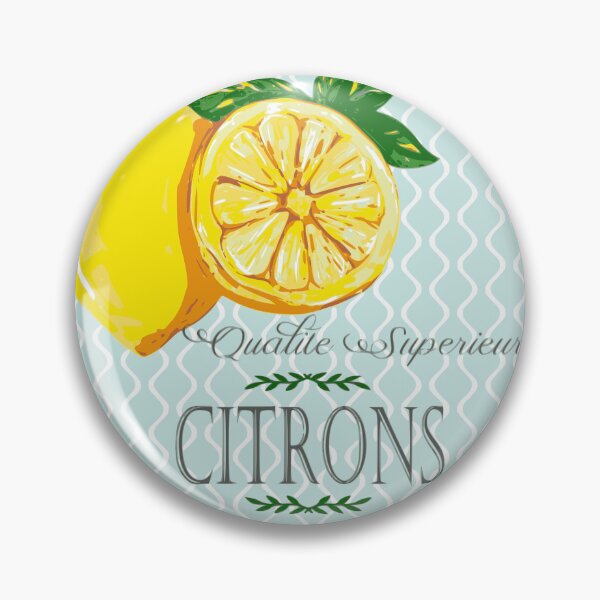 Item preview, Limones de estilo francés / Cidras sobre fondo redondo de onda azul designed and sold by Creation Station Boutique USA.