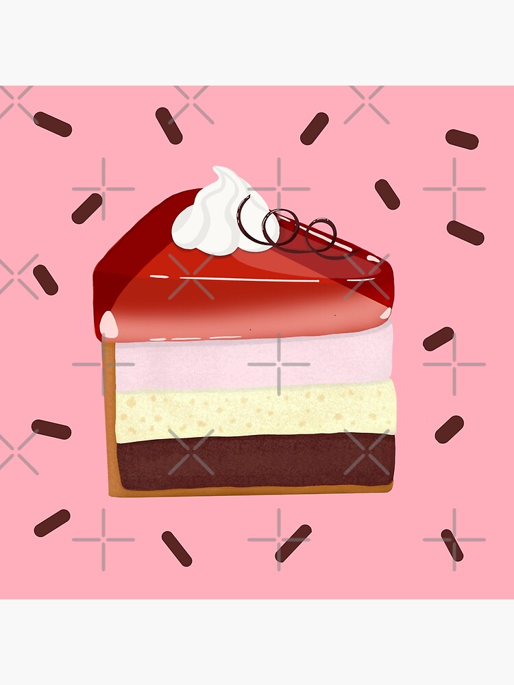 Pink jelly cake slice cartoon icon. Berry dessert - Stock Illustration  [90577544] - PIXTA