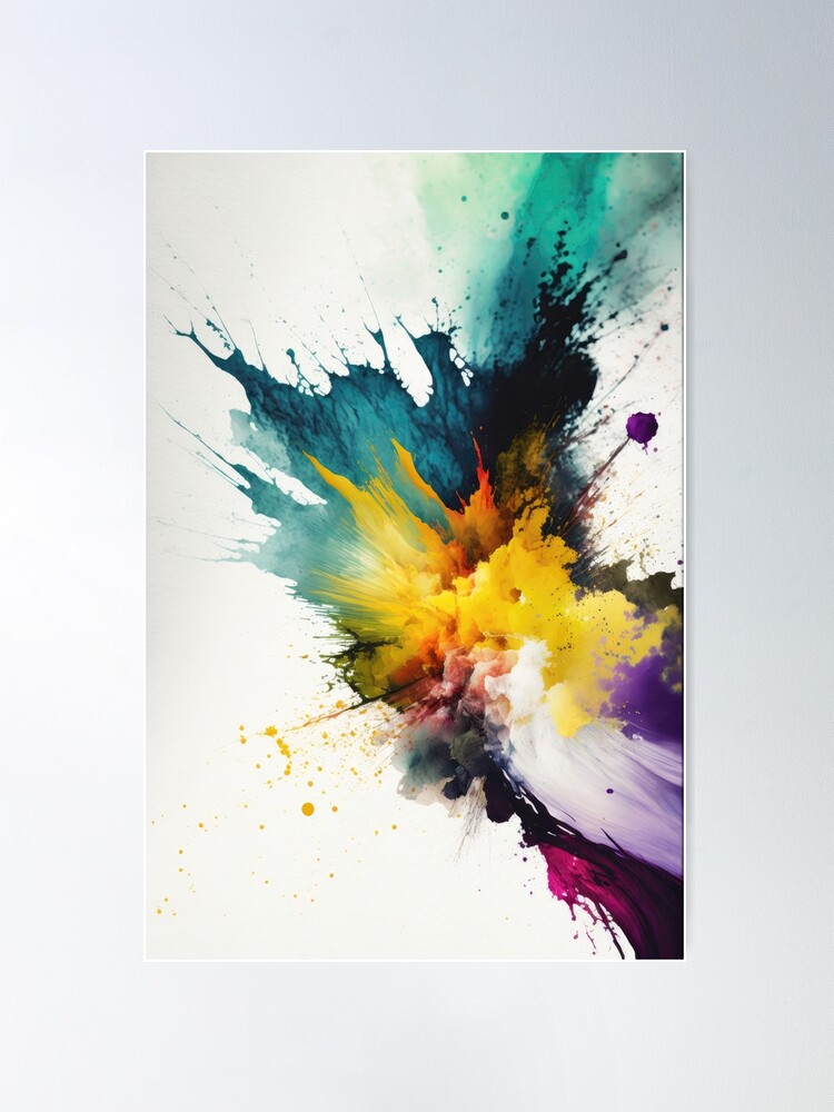 Chromatic Burst: Abstract Watercolor Ink Splash Painting | Poster