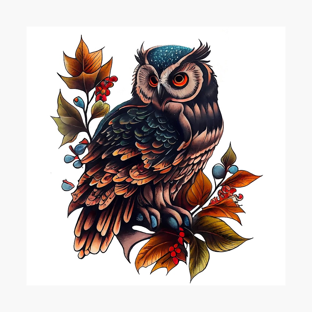 Premium Vector  Owl tattoo neo traditional