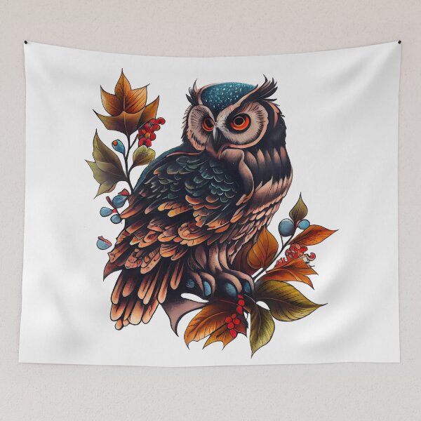 Item preview, Traditional Owl Tattoo designed and sold by TourDePassion.