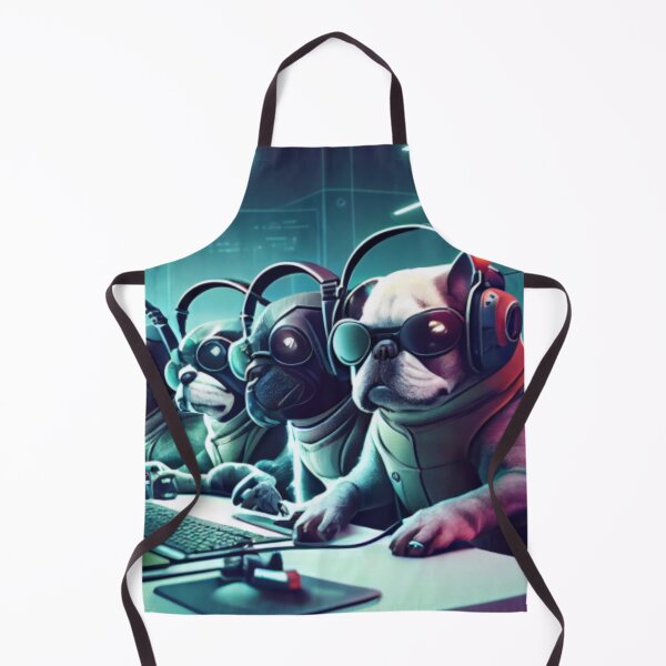 Item preview, French Bulldogs with computers designed and sold by LuxuryArtAI.