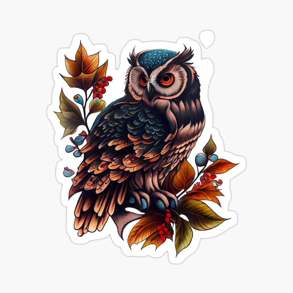 The most beautiful TATTOO FLASH  illustration tattoo Neo traditional owl