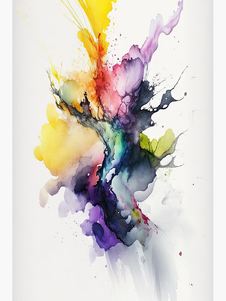 Chromatic Burst: Abstract Watercolor Ink Splash Painting | Poster
