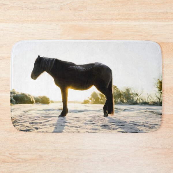 Item preview, Black horse in the setting sun in a snowy field. Image made using triangles. designed and sold by janesg.