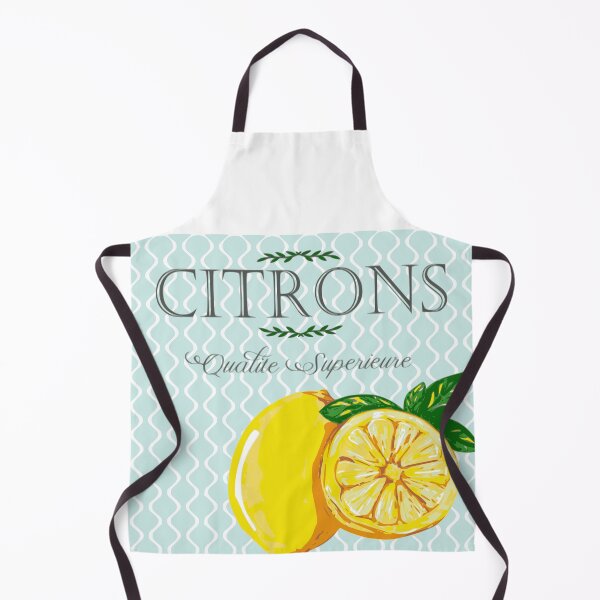 Item preview, French Style Lemons / Citrons on Square Blue Wave Background designed and sold by Creation Station Boutique USA.