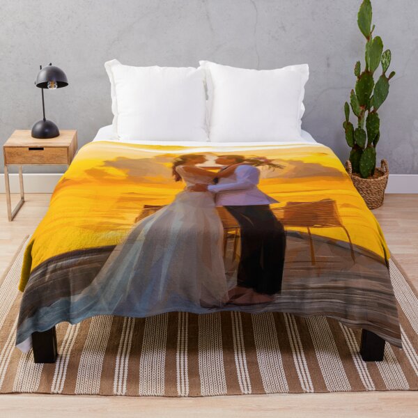 Item preview, Married couple on a wooden pier in the sunset. Image is made entirely using triangles. designed and sold by janesg.