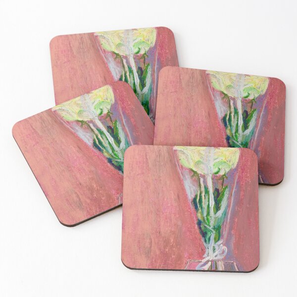 Item preview, Three roses in glass vase on pink background designed and sold by DaryaGeft.
