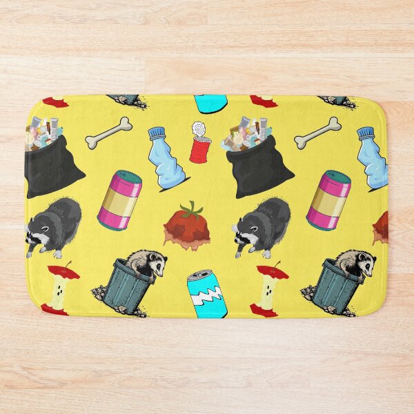 Item preview, Opossum & Raccoon Garbage Pattern - Yellow Background designed and sold by Unicorn Trainwreck.