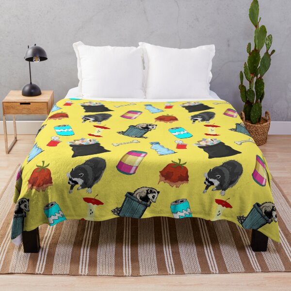 Item preview, Opossum & Raccoon Garbage Pattern - Yellow Background designed and sold by Unicorn Trainwreck.