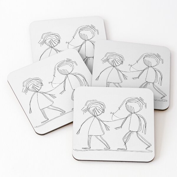 Item preview, Charming Line Art of Two Children Playing for Tshirt and Sticker designed and sold by DafGole.