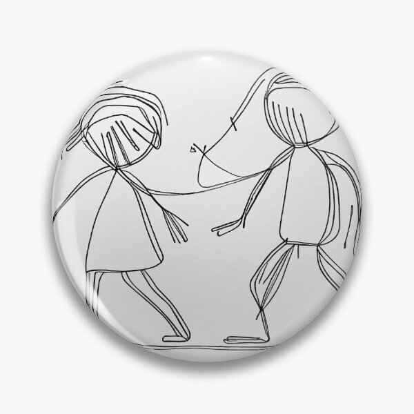 Artikelvorschau, Charming Line Art of Two Children Playing for Tshirt and Sticker entworfen und verkauft von DafGole.