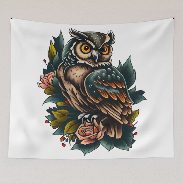 Item preview, Traditional Owl Tattoo designed and sold by TourDePassion.