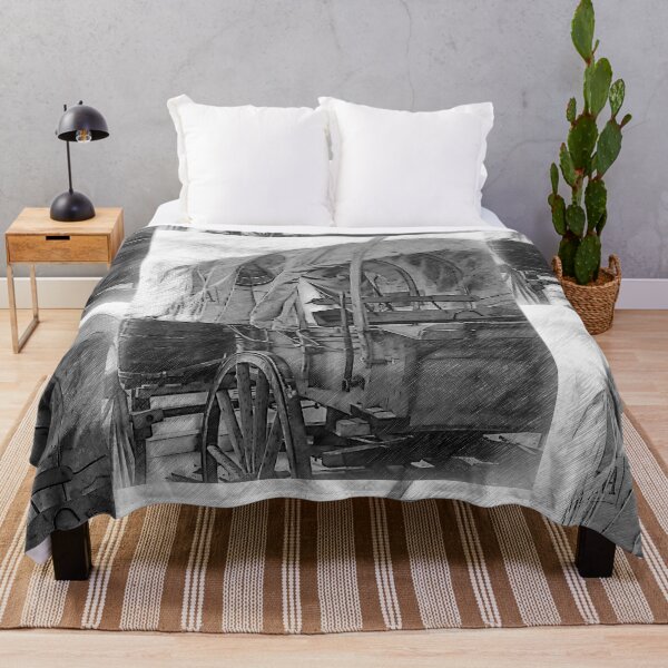 Item preview, Black And White Sketched Covered Wagon designed and sold by KirtTisdale.