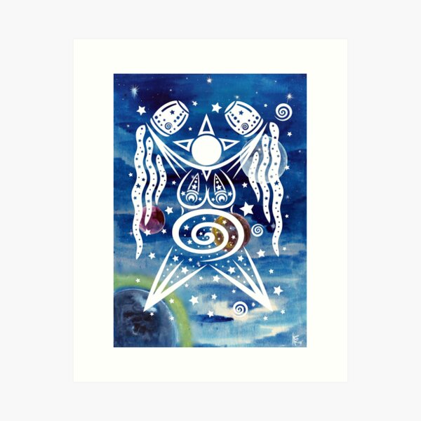 Pagan Art. Sternengöttin mit Wasser und Sternen. Kunstdruck
