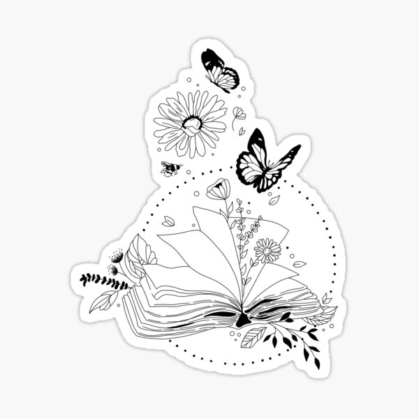 "Floral book and butterflies" Sticker for Sale by BRoseCreations ...